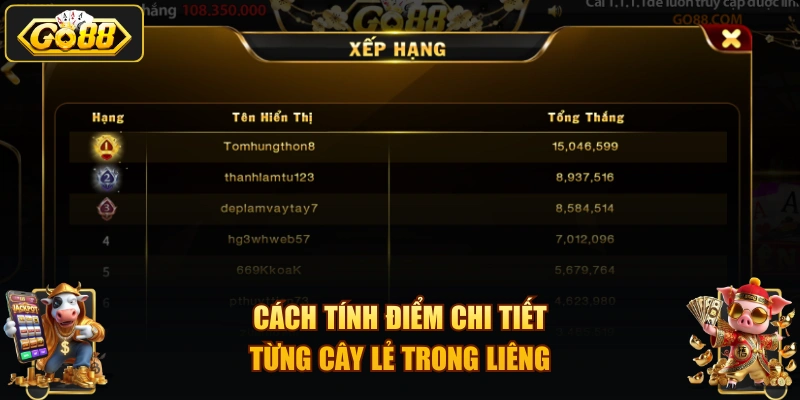 Cách tính điểm chi tiết từng cây lẻ trong Liêng