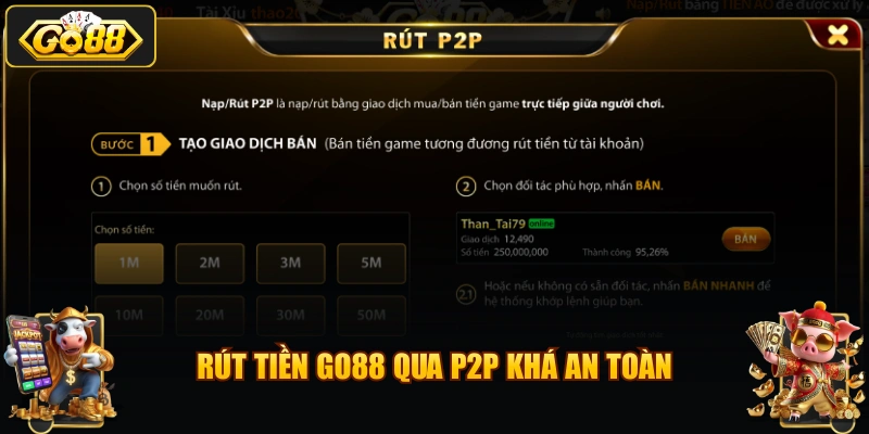 Rút tiền GO88 qua P2P khá an toàn